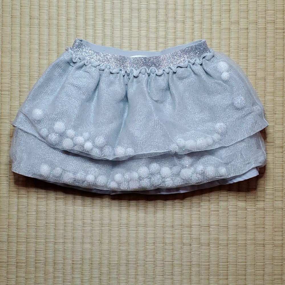 Cat & Jack Silver Mesh Skirt w/ Inset Snowballs 3T
